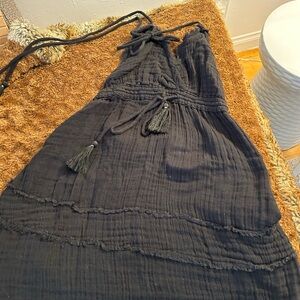 Eden Gauze Halter Coverup - Black